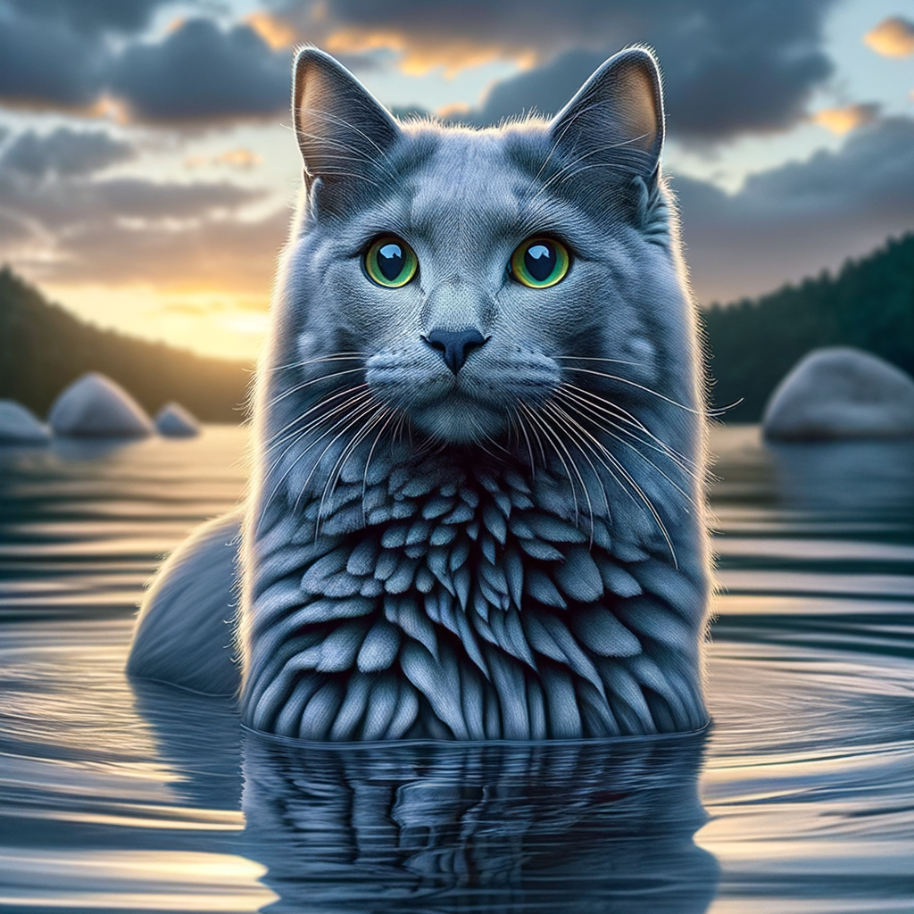 Russian Blue Cat displaying water adaptation characteristics and behavior, questioning the myth or reality of Russian Blue Cats' water adaptation.